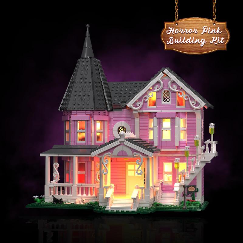 Conjunto de construção ZIQILIGHTING Pink Palace House com luzes